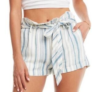 Chaser Paper Bag Waist Blue and White Stripe Shorts - M